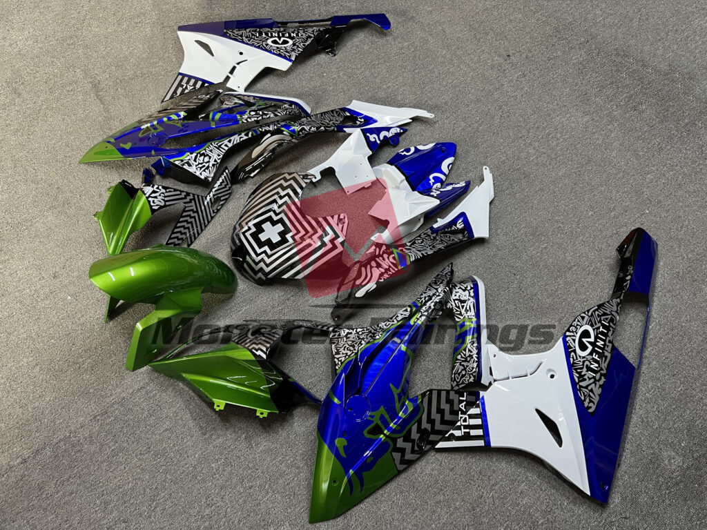 Gloss Green & White Blue Bull ABS fairings for BMW S1000RR 2015 - 2016 - premium OEM fit kit by Monster Fairings