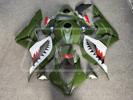 Honda CBR600RR 2007-2008 Matte Green & Red Shark ABS Fairings | Monster Fairings