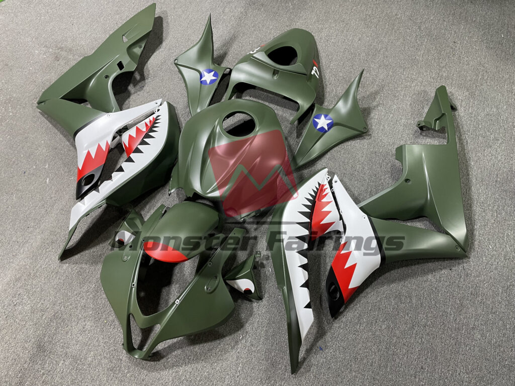 Green Red Shark ABS fairings for Honda CBR600RR 2007 - 2008 - premium OEM fit kit by Monster Fairings