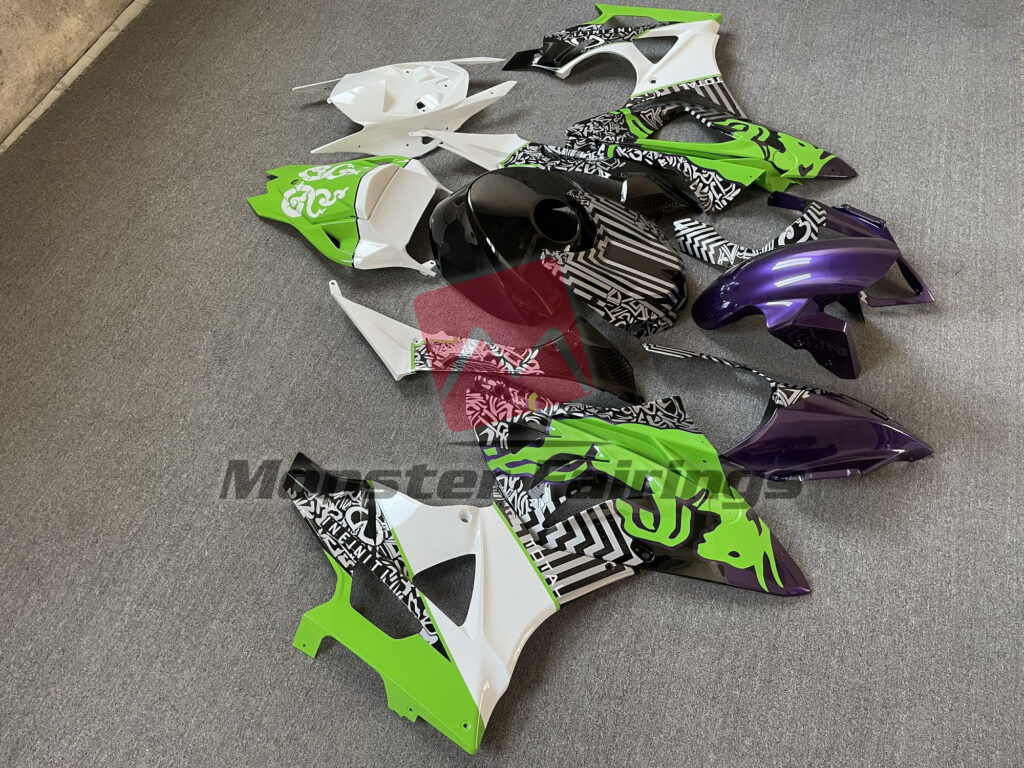 Monster Fairings ABS fairing kit for BMW S1000RR 2009 - 2014 - Gloss Purple & White Green Bull, precise OEM fit