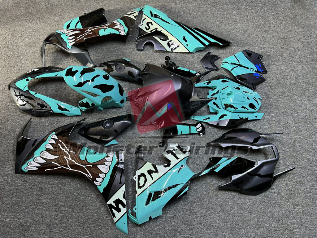 2017 - 2025 Honda CBR1000RR Gloss Black & Teal Monster fairing set - ABS injection, custom painted by Monster Fairings