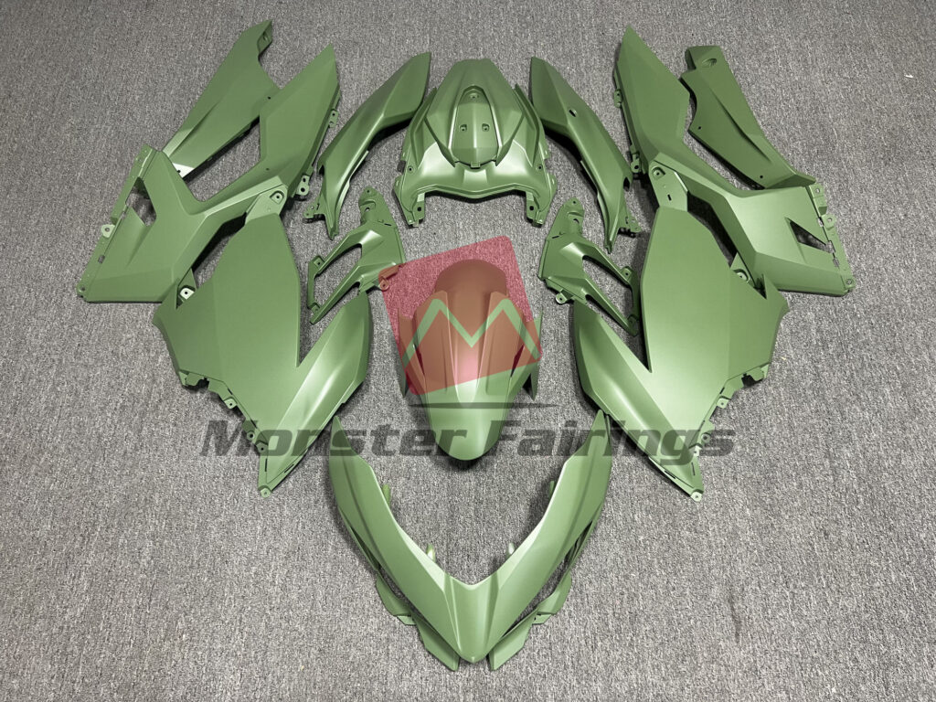 Kawasaki Ninja 400 2018 - 2024 Matte Green ABS fairings - custom motorcycle bodywork kit by Monster Fairings