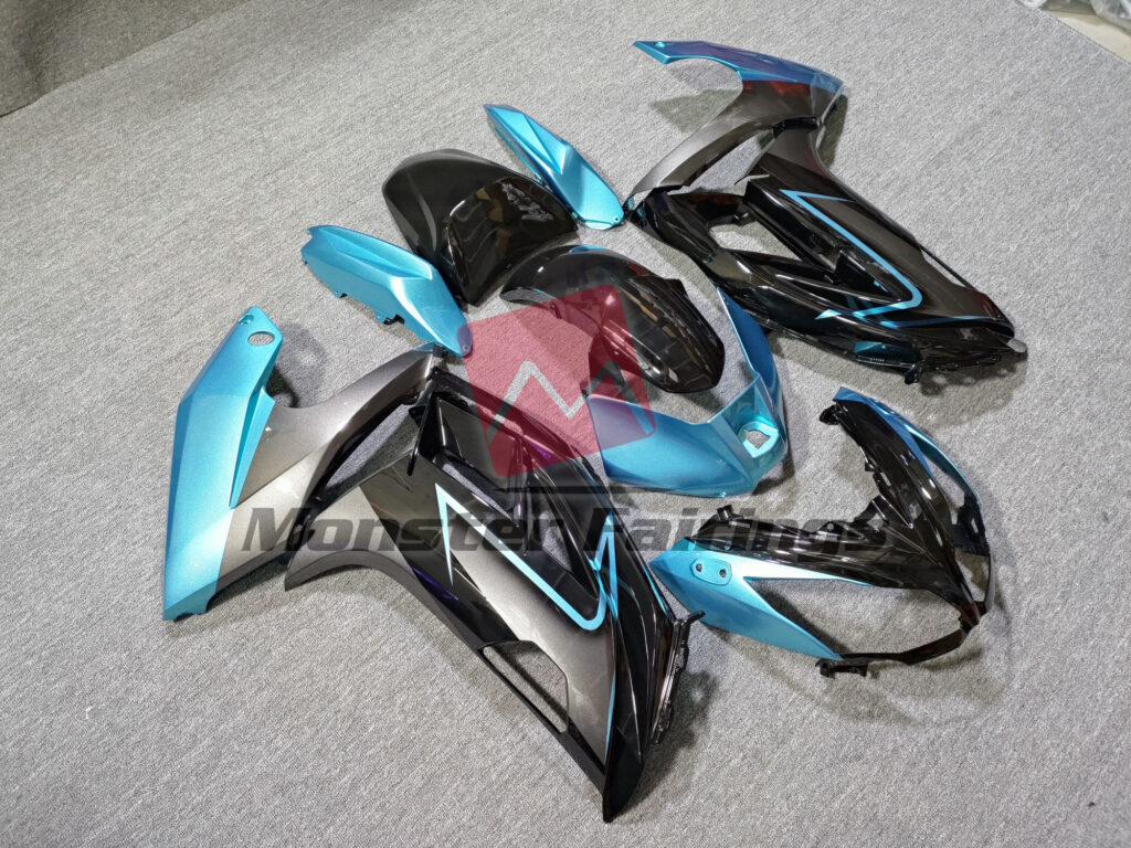 Kawasaki Ninja 650R custom ABS fairings 2012 - 2016 in Gloss Black Teal - durable replacement kit, Monster Fairings