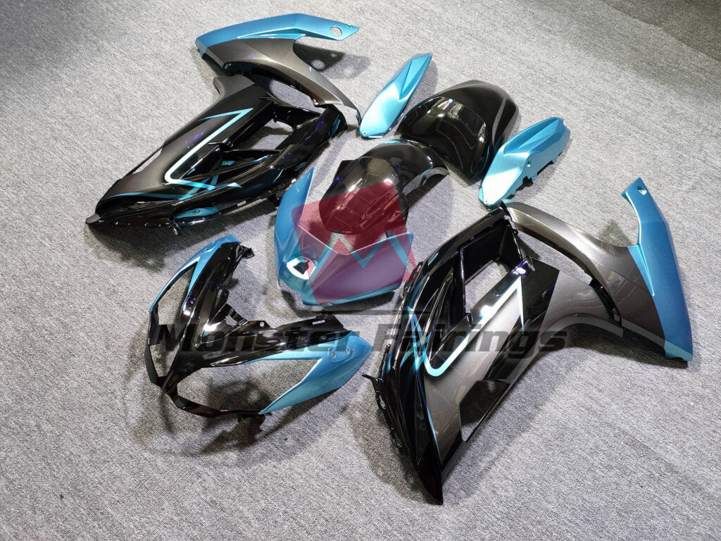 Gloss Black Teal ABS fairings for Kawasaki Ninja 650R 2012 - 2016 - premium OEM fit kit by Monster Fairings