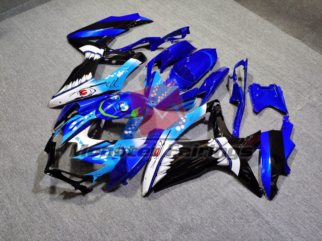 Suzuki GSXR 600 - 750 custom ABS fairings 2008 - 2010 in White Shark - durable replacement kit, Monster Fairings