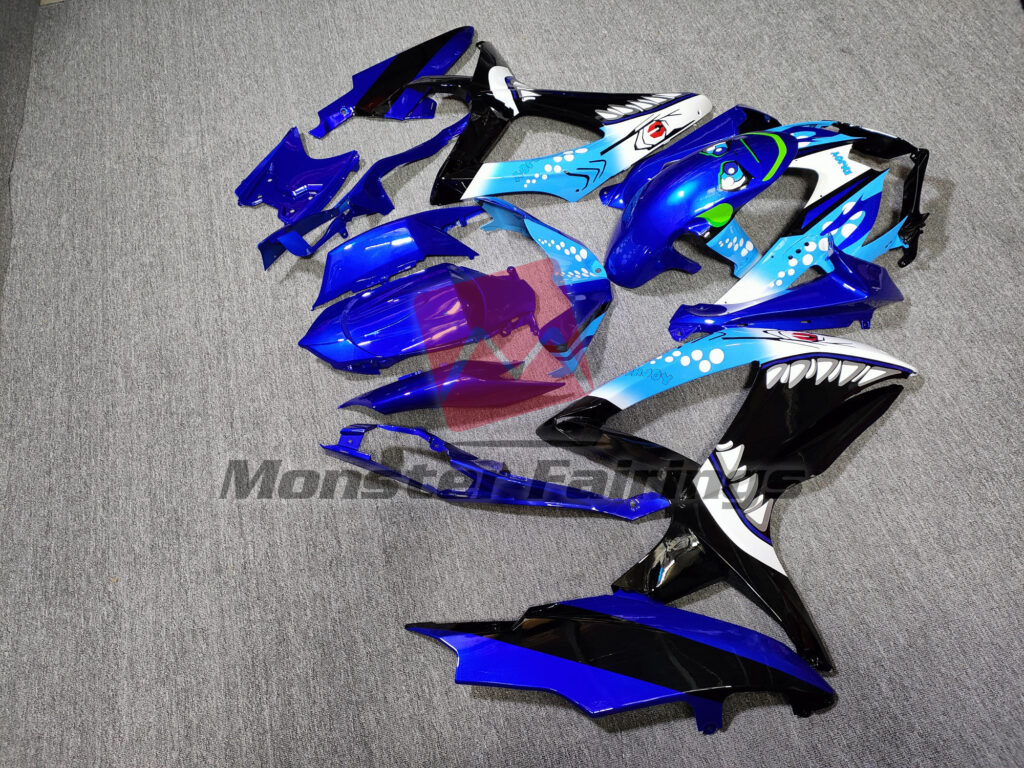 2008 - 2010 Suzuki GSXR 600 - 750 White Shark fairing set - ABS injection, custom painted by Monster Fairings