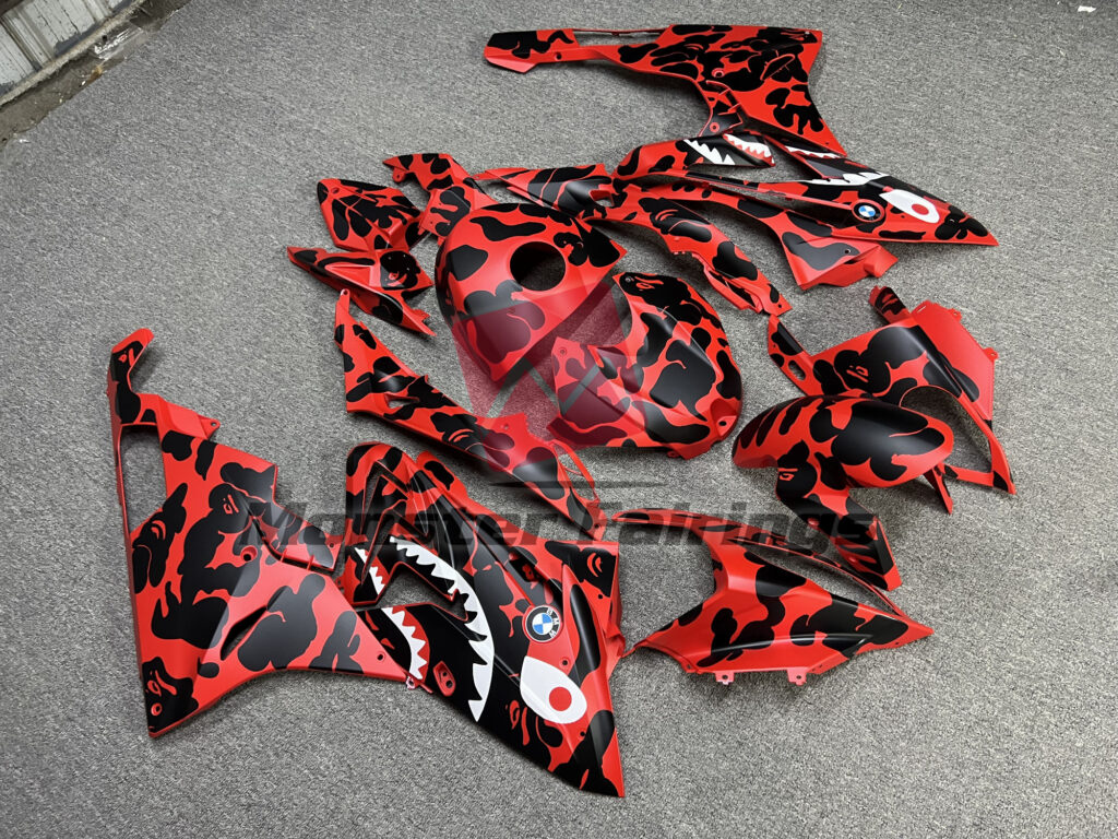 Matte Red & Black Camo Shark ABS fairings for BMW S1000RR 2015 - 2016 - premium OEM fit kit by Monster Fairings