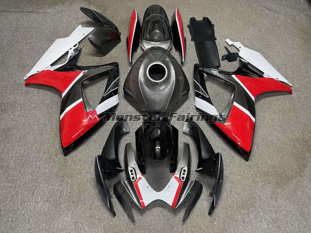Suzuki GSXR 600 - 750 2006 - 2007 Silver Red White ABS fairings - custom motorcycle bodywork kit by Monster Fairings