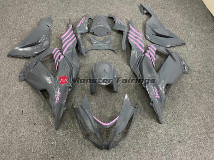 Kawasaki ZX6R 2013 - 2018 Nardo Pink Stripes ABS fairings - custom motorcycle bodywork kit by Monster Fairings