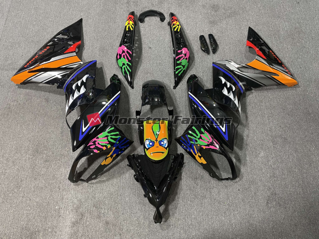 Kawasaki Ninja 650R 2009 - 2011 Gloss Custom Black Shark ABS fairings - custom motorcycle bodywork kit by Monster Fairings
