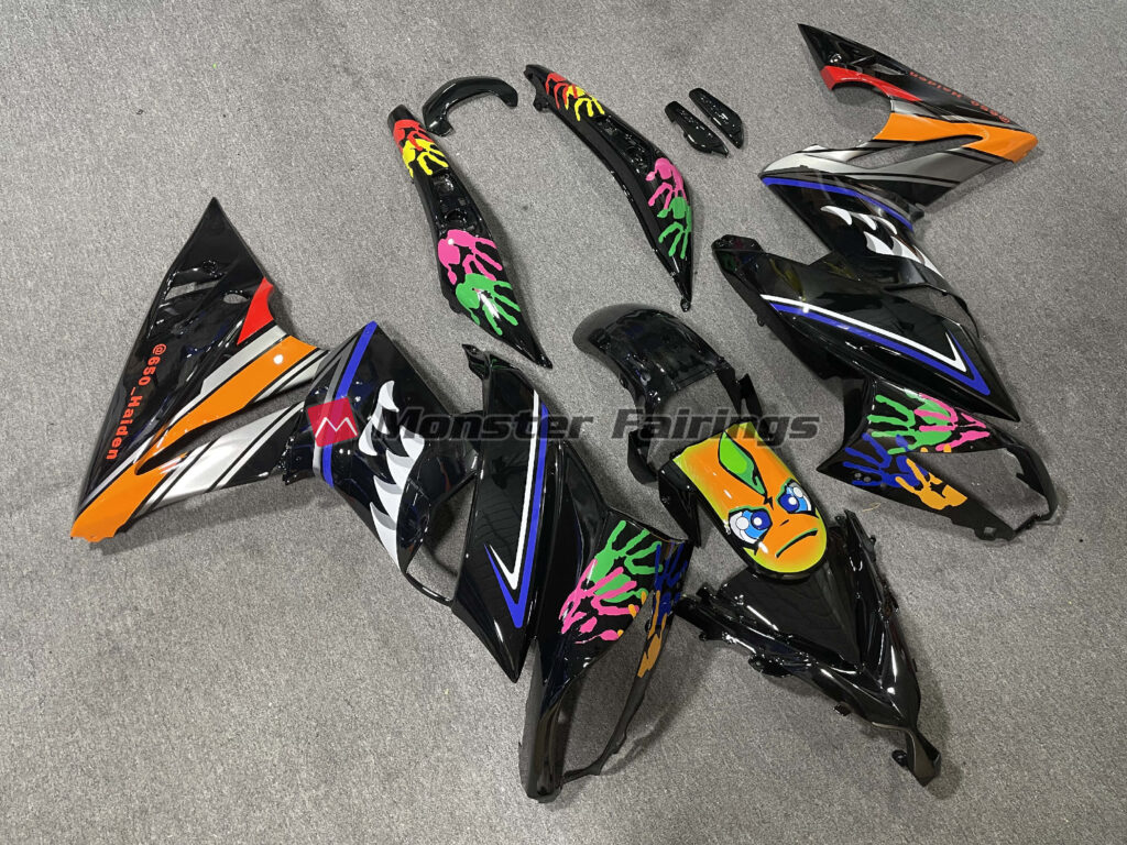 Gloss Custom Black Shark ABS fairings for Kawasaki Ninja 650R 2009 - 2011 - premium OEM fit kit by Monster Fairings