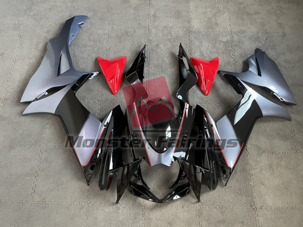 Suzuki GSXR 600 - 750 2011 - 2025 Shiny Grey Black Red ABS fairings - custom motorcycle bodywork kit by Monster Fairings