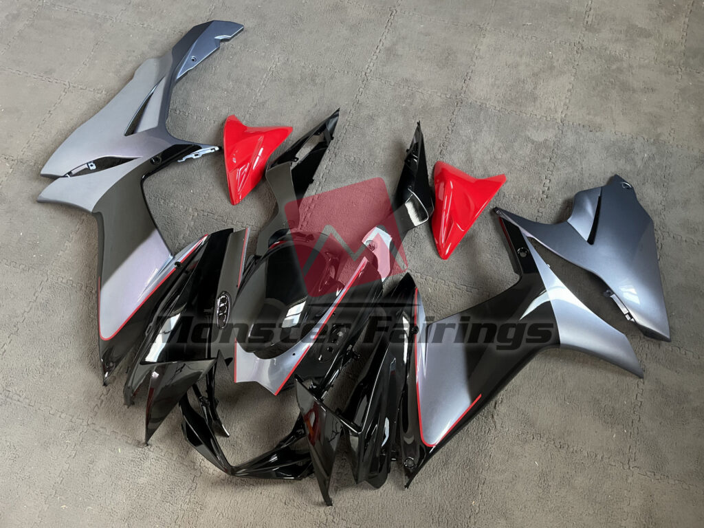 Shiny Grey Black Red ABS fairings for Suzuki GSXR 600 - 750 2011 - 2025 - premium OEM fit kit by Monster Fairings