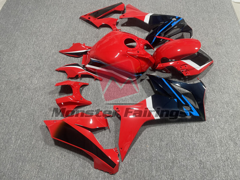 2019 - 2020 Honda CBR650R Gloss Red & Black Blue White fairing set - ABS injection, custom painted by Monster Fairings
