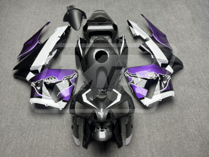 Honda CBR600RR 2005-2006 Gloss Carbon Fiber Style with Purple & White Bull ABS Fairings | Monster Fairings