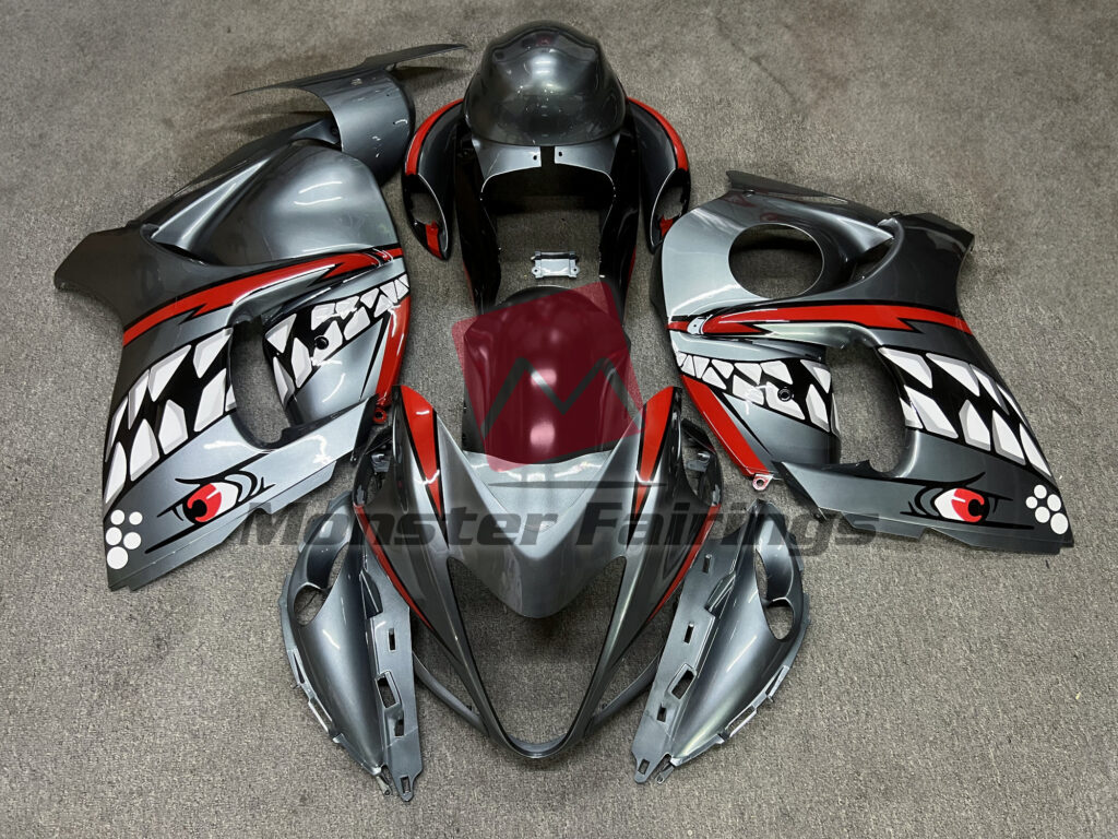 Suzuki GSXR 1300 2008 - 2020 Silver Shark ABS fairings - custom motorcycle bodywork kit by Monster Fairings