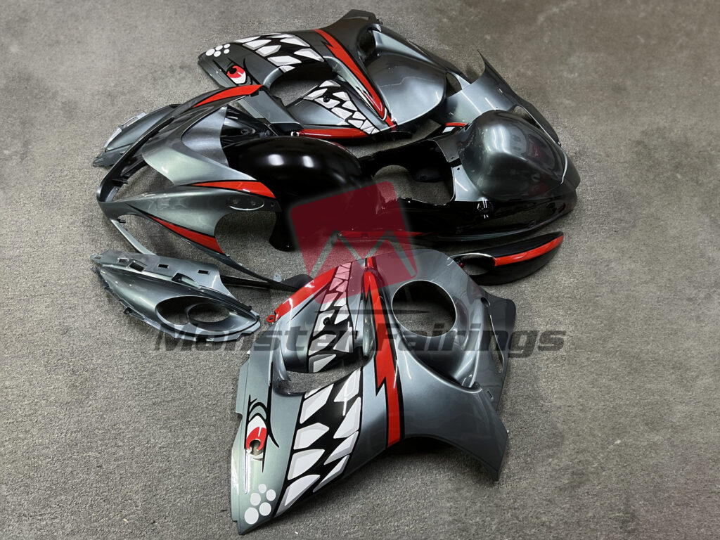 2008 - 2020 Suzuki GSXR 1300 Silver Shark fairing set - ABS injection, custom painted by Monster Fairings