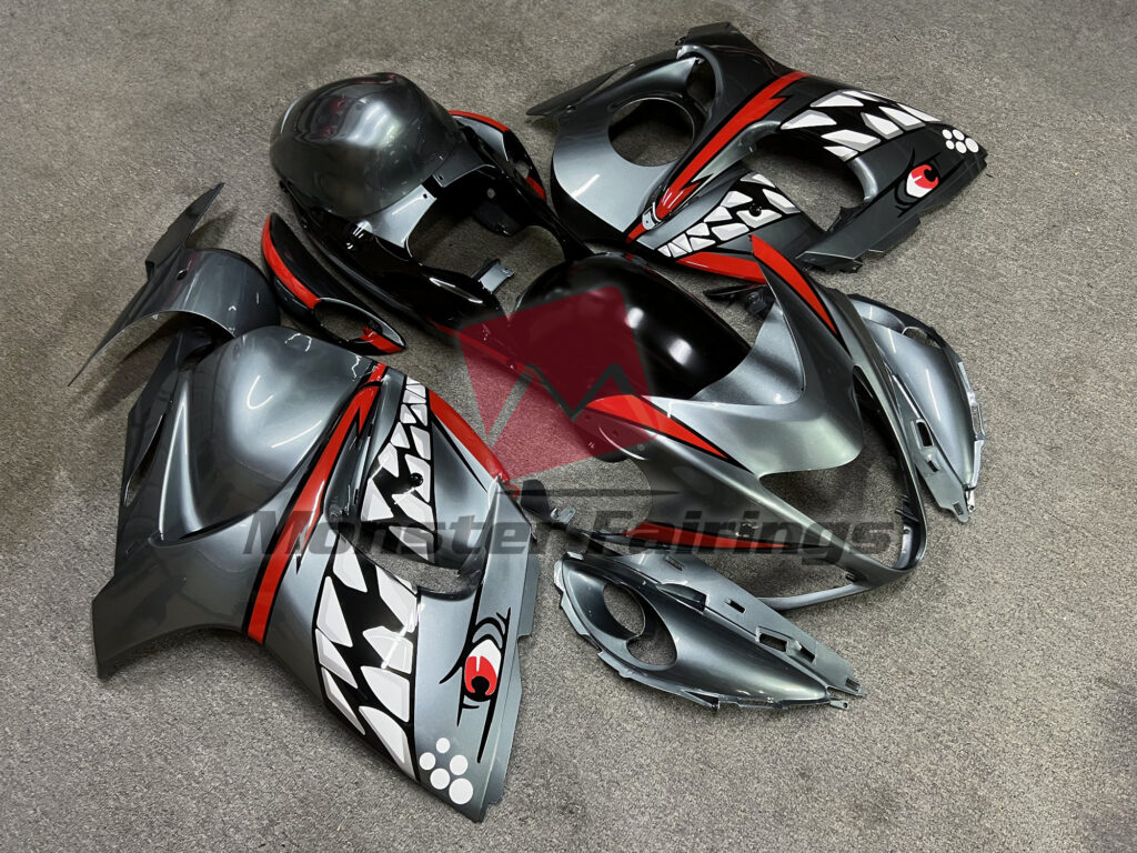 Suzuki GSXR 1300 custom ABS fairings 2008 - 2020 in Silver Shark - durable replacement kit, Monster Fairings