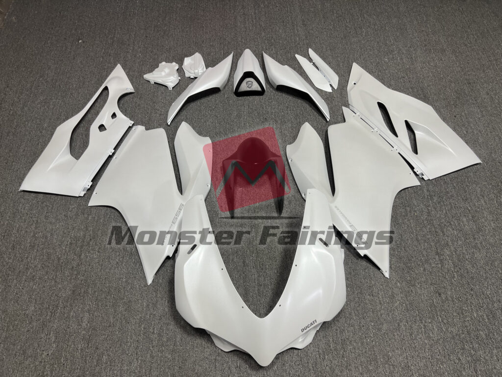 Ducati 959 Matte Pearl White ABS fairings - custom motorcycle bodywork kit by Monster Fairings
