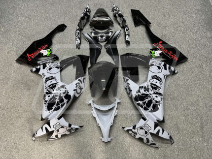 Kawasaki ZX10R 2008-2010 Gloss Nardo Gray Black Skull ABS Fairings | Monster Fairings
