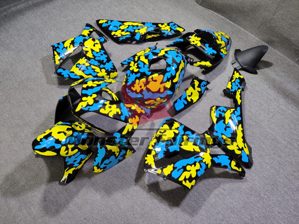 Gloss Yellow & Blue Camo ABS fairings for Honda CBR600RR 2005 - 2006 - premium OEM fit kit by Monster Fairings
