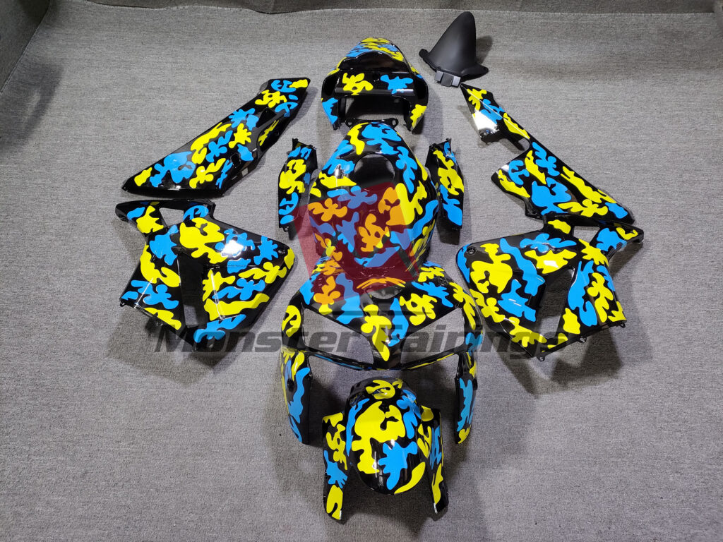 Honda CBR600RR 2005 - 2006 Gloss Yellow & Blue Camo ABS fairings - custom motorcycle bodywork kit by Monster Fairings