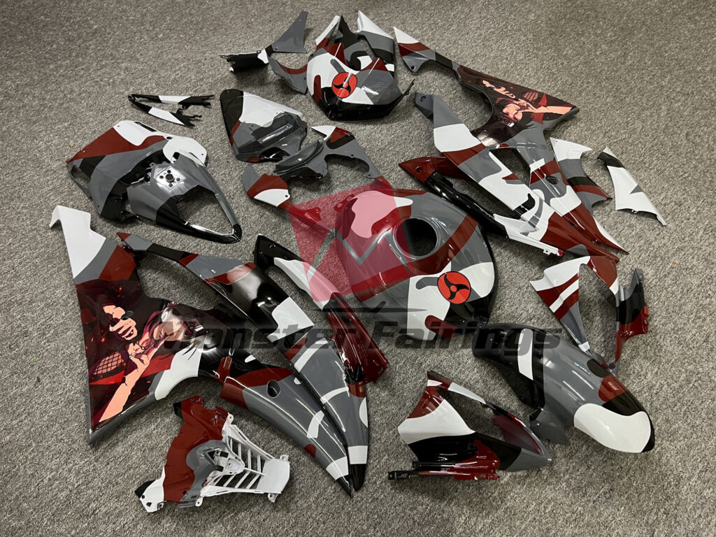 Gloss Nardo Gray & White Red Camo Anime ABS fairings for Yamaha R6 2008 - 2016 - premium OEM fit kit by Monster Fairings