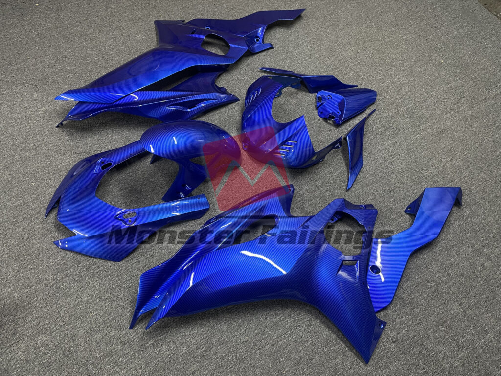 Yamaha R6 custom ABS fairings 2017 - 2022 in Blue Carbon Fiber Style - durable replacement kit, Monster Fairings