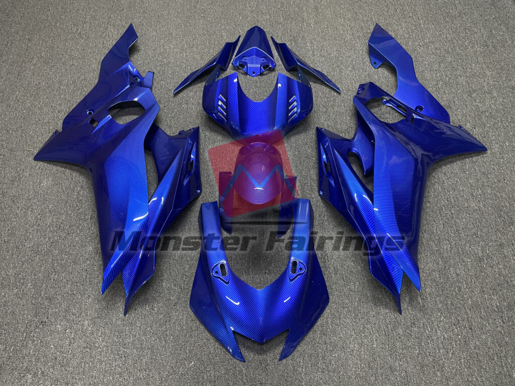 Yamaha R6 2017 - 2022 Blue Carbon Fiber Style ABS fairings - custom motorcycle bodywork kit by Monster Fairings
