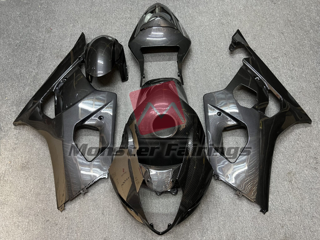 Suzuki GSXR 1000 2003 - 2004 Gloss Carbon Fiber Style ABS fairings - custom motorcycle bodywork kit by Monster Fairings