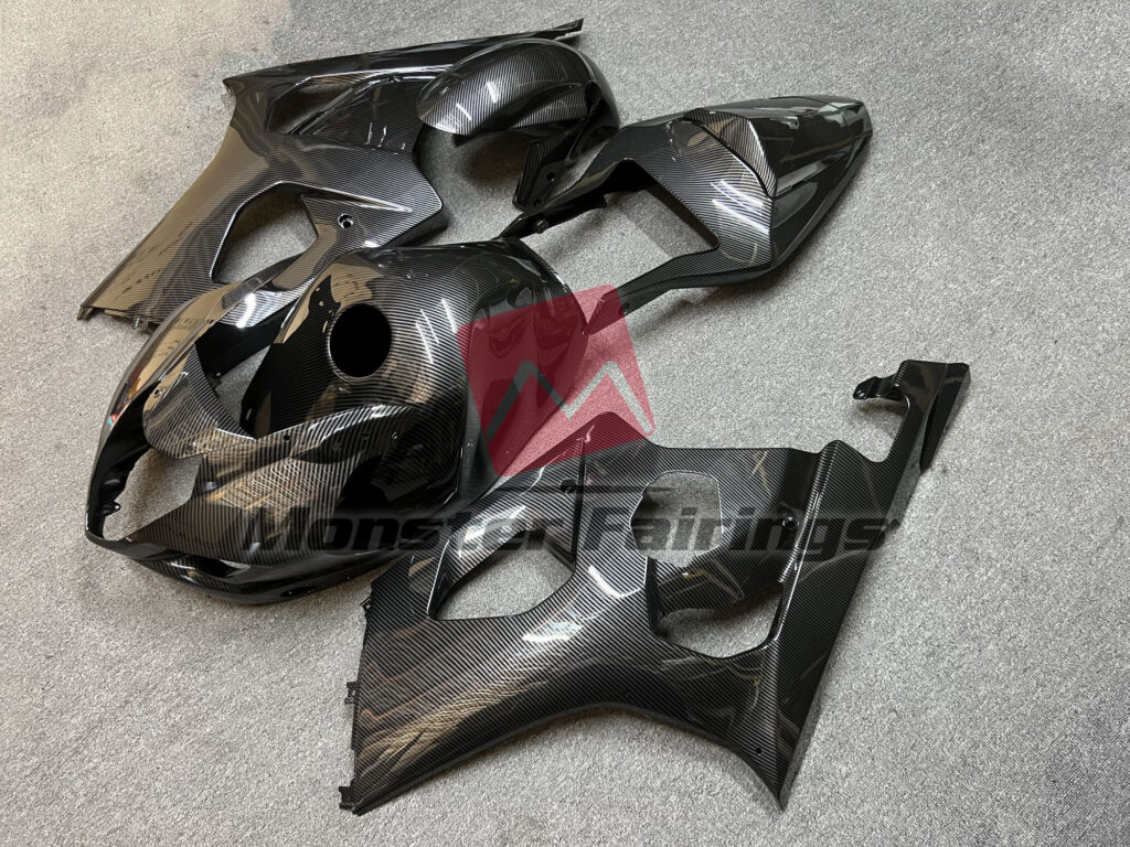 2003 - 2004 Suzuki GSXR 1000 Gloss Carbon Fiber Style fairing set - ABS injection, custom painted by Monster Fairings