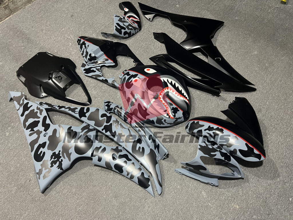 Yamaha R6 custom ABS fairings 2008 - 2016 in Matte Black & Gloss Camo Monster - durable replacement kit, Monster Fairings