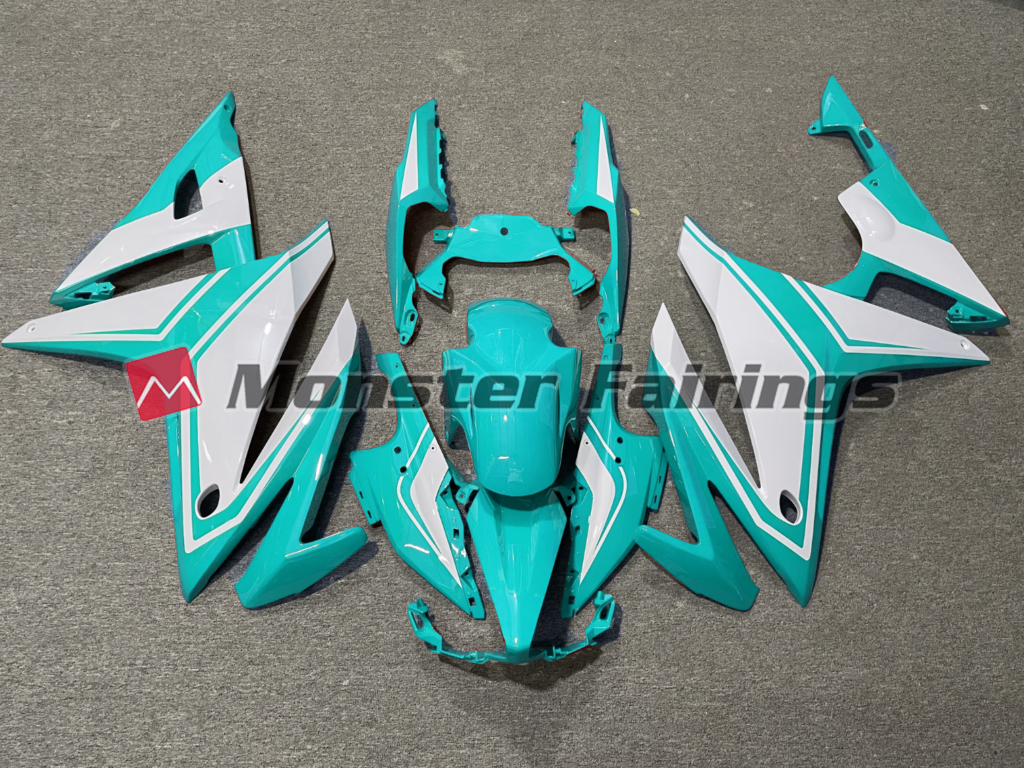 Honda CBR500R 2016 - 2018 Gloss Teal & White ABS fairings - custom motorcycle bodywork kit by Monster Fairings