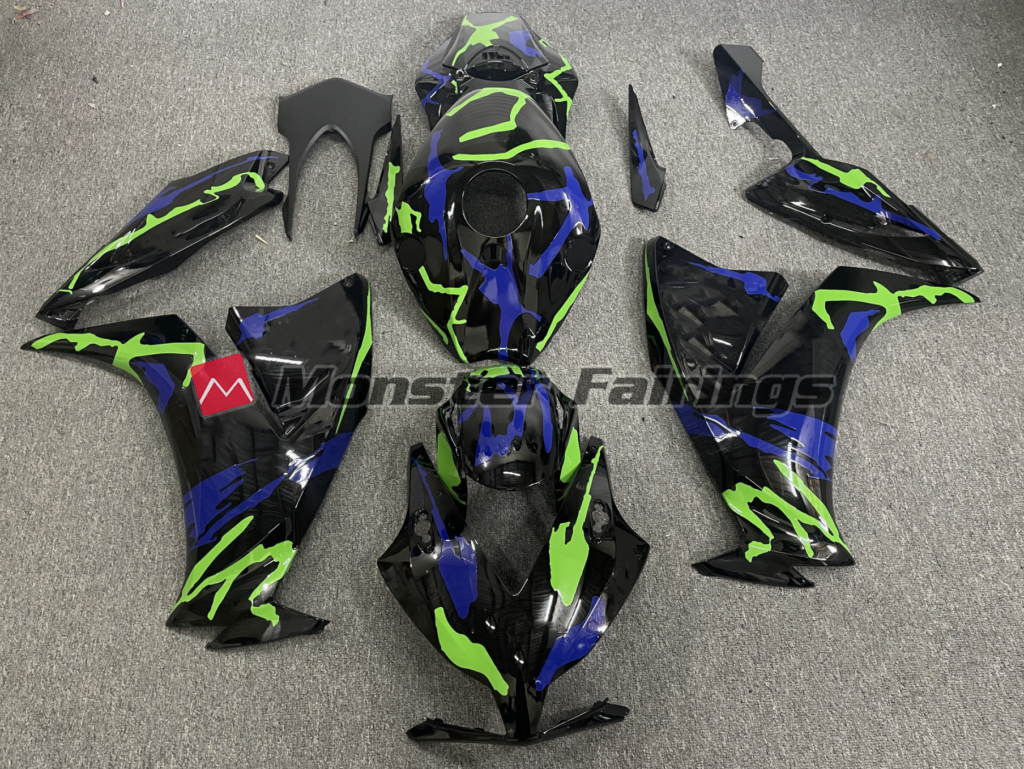 Honda CBR1000RR 2012 - 2016 Gloss Green & Blue Camo ABS fairings - custom motorcycle bodywork kit by Monster Fairings