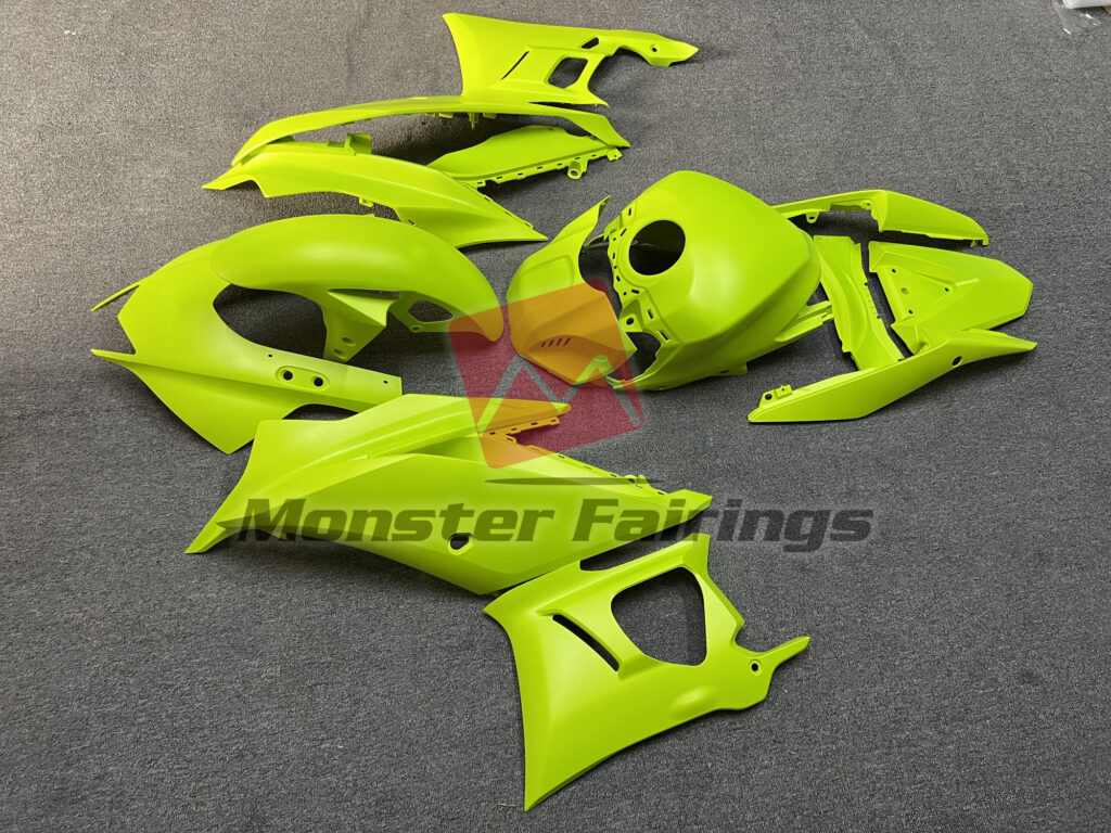 2019 - 2021 Yamaha R3 Gloss High Vis Yellow fairing set - ABS injection, custom painted by Monster Fairings