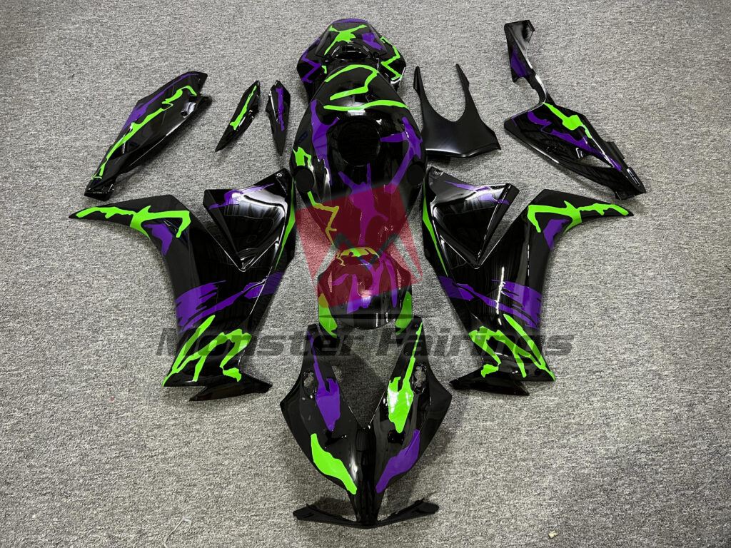 Honda CBR1000RR 2012 - 2016 Gloss Black Purple & Green Camo ABS fairings - custom motorcycle bodywork kit by Monster Fairings