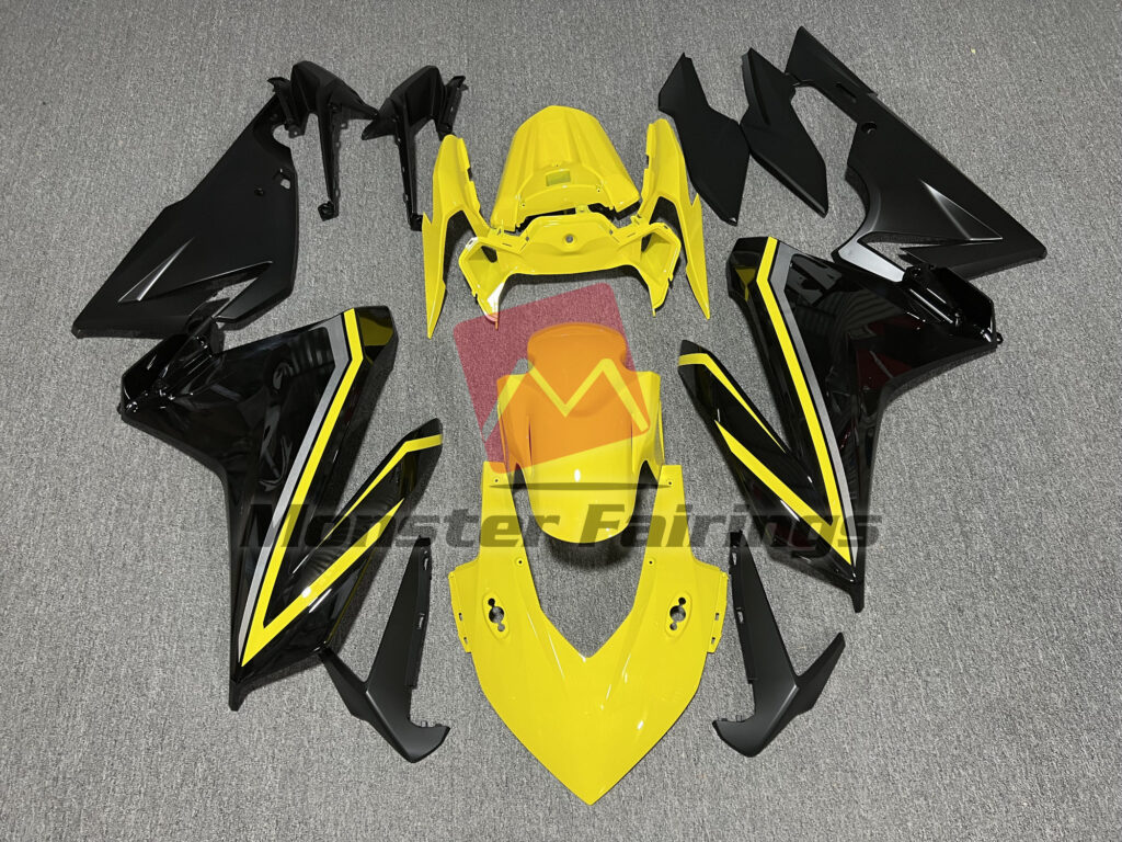 Honda CBR500R 2019 - 2021 Gloss Black & Yellow Silver ABS fairings - custom motorcycle bodywork kit by Monster Fairings