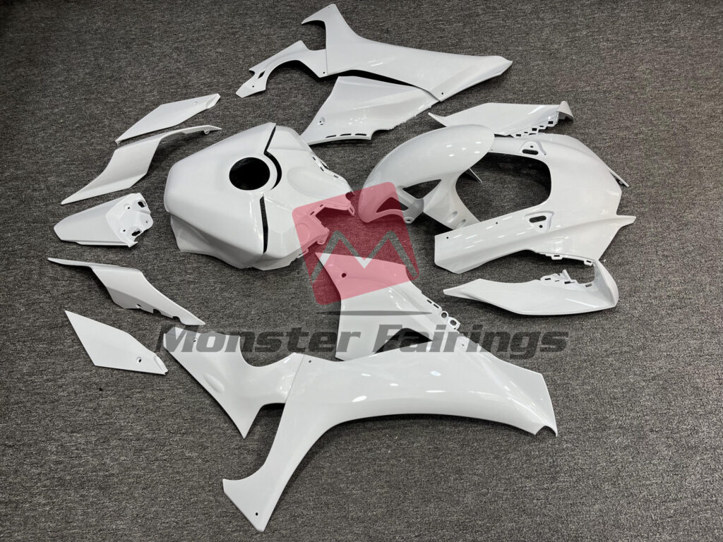 2020 - 2025 Yamaha R1 Gloss White fairing set - ABS injection, custom painted by Monster Fairings