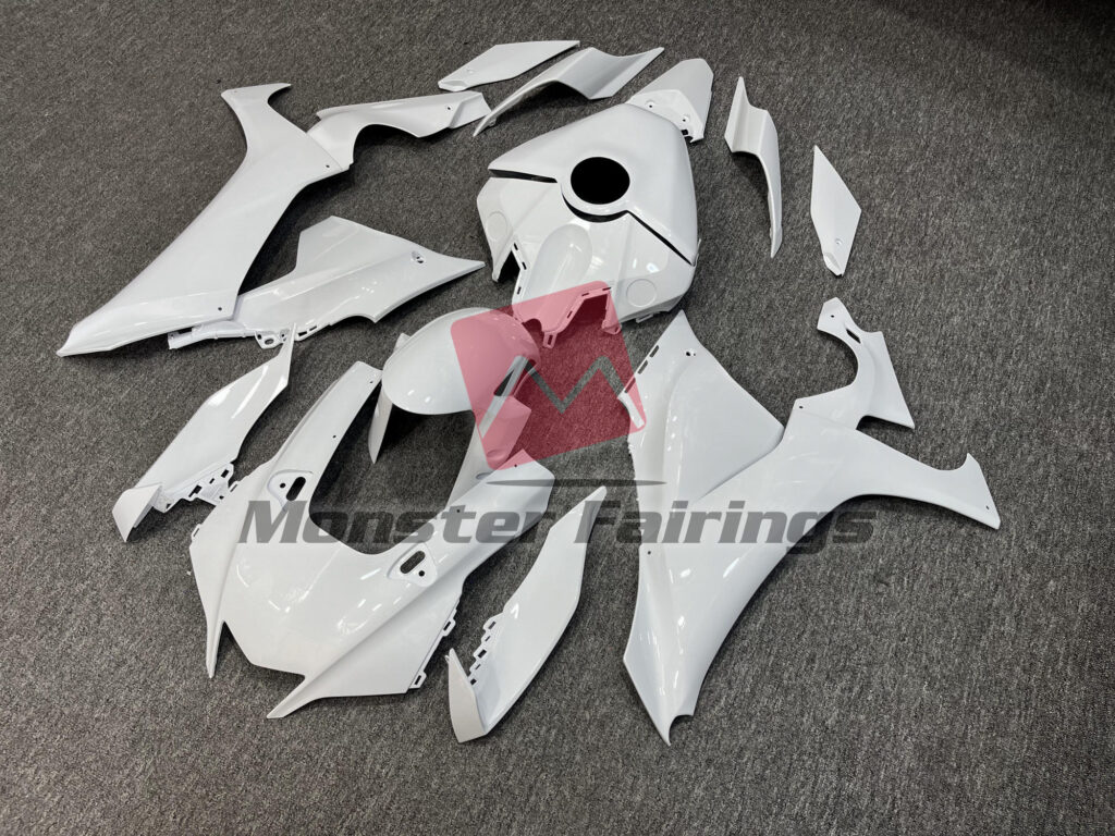 Yamaha R1 custom ABS fairings 2020 - 2025 in Gloss White - durable replacement kit, Monster Fairings