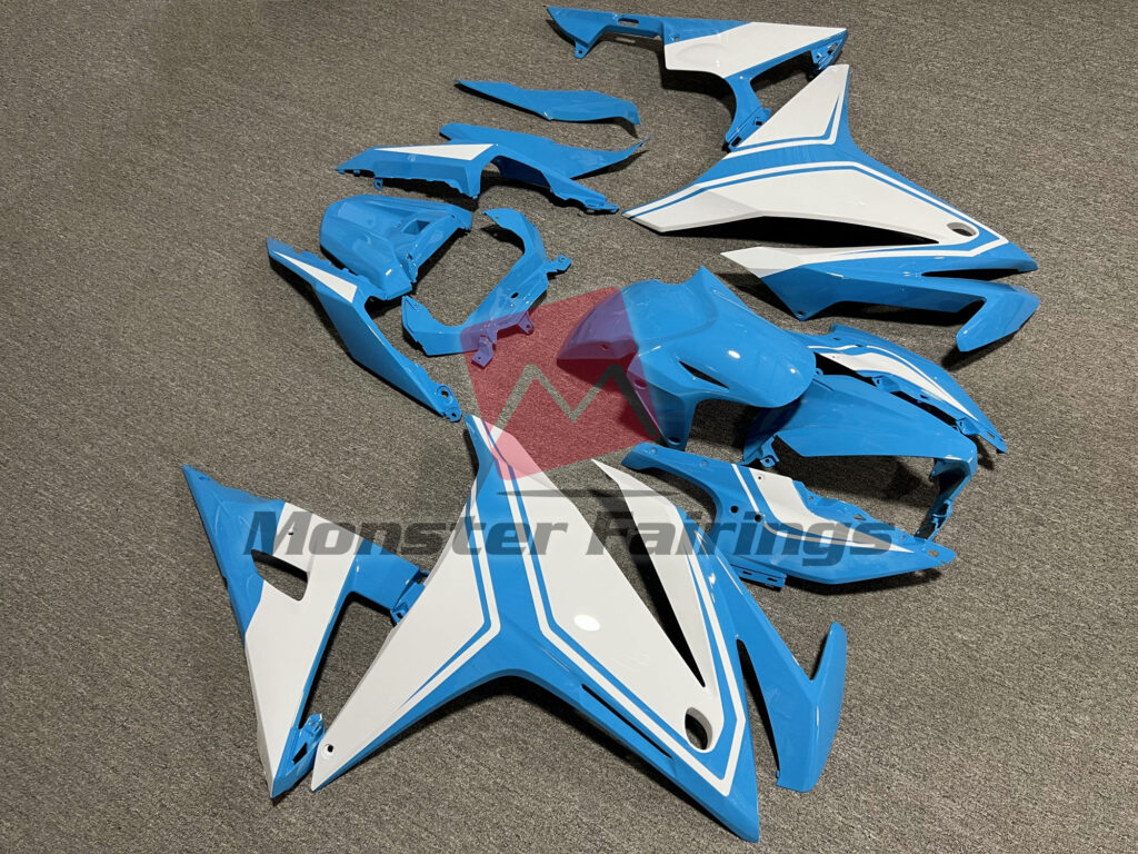 Honda CBR500R custom ABS fairings 2016 - 2018 in Gloss Light Blue & White - durable replacement kit, Monster Fairings