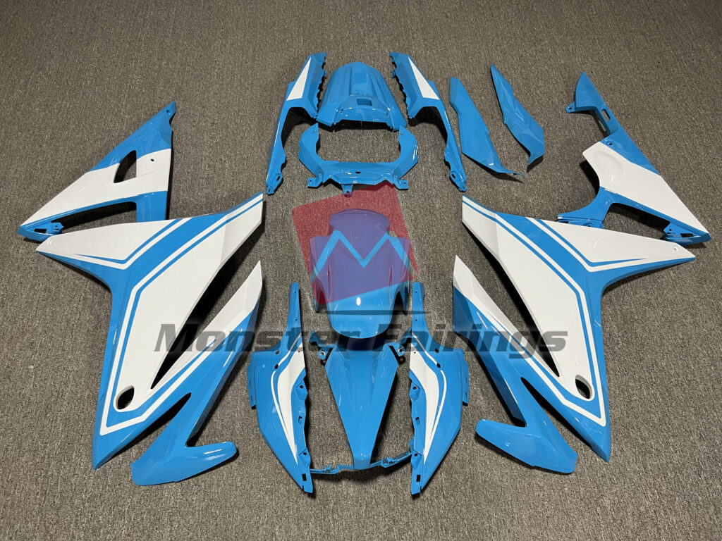 Honda CBR500R 2016 - 2018 Gloss Light Blue & White ABS fairings - custom motorcycle bodywork kit by Monster Fairings