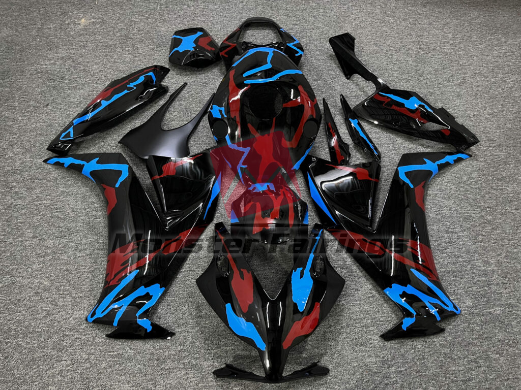 Honda CBR1000RR 2012 - 2016 Gloss Black Blue & Red Camo ABS fairings - custom motorcycle bodywork kit by Monster Fairings