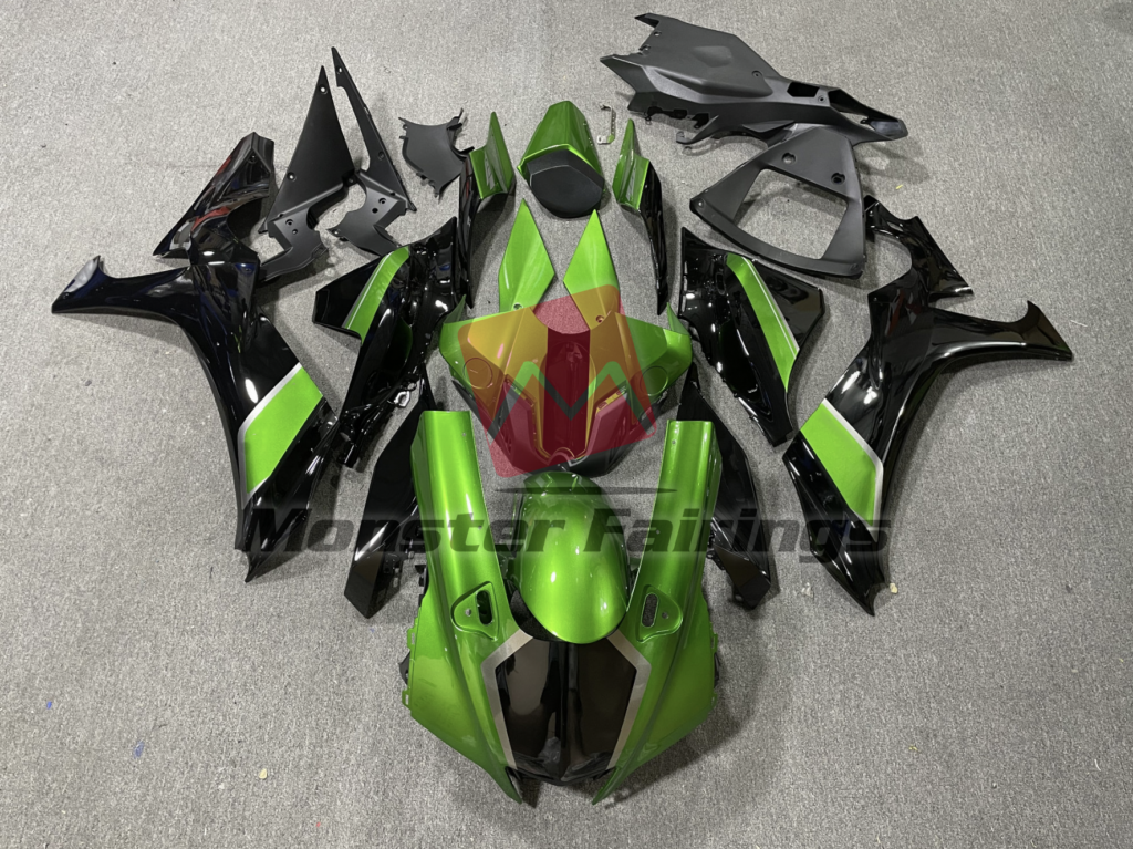 Yamaha R1 2020 - 2025 Gloss Green Black ABS fairings - custom motorcycle bodywork kit by Monster Fairings