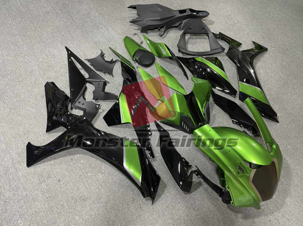 Yamaha R1 custom ABS fairings 2020 - 2025 in Gloss Green Black - durable replacement kit, Monster Fairings