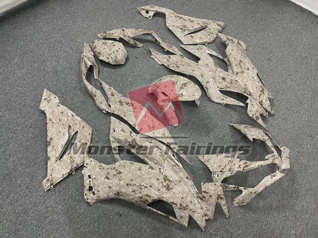 Brown Digital Camo ABS fairings for Kawasaki ZX6R 2019 - 2023 - premium OEM fit kit by Monster Fairings