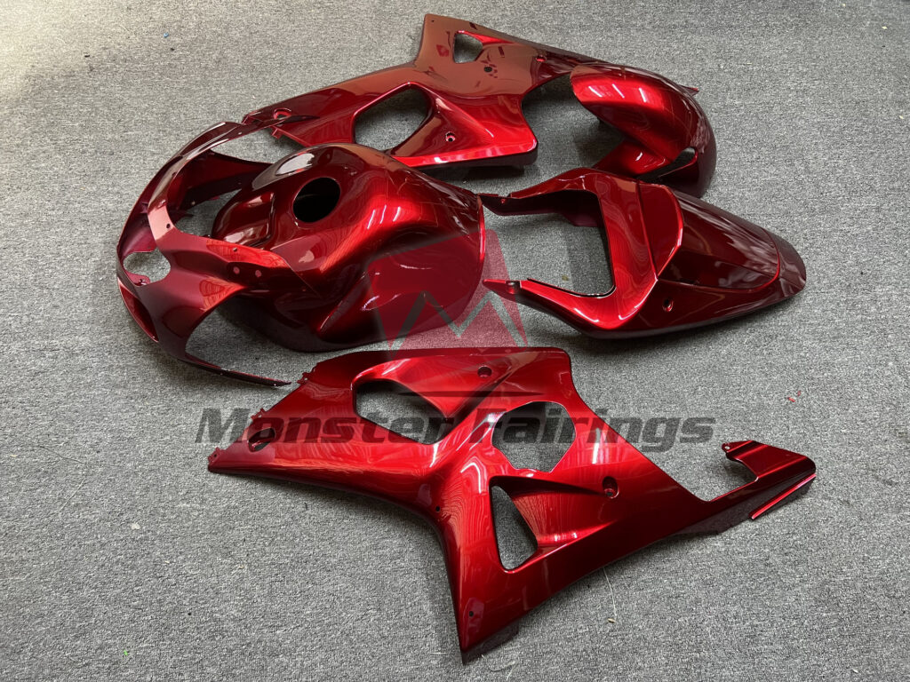 2000 - 2002 Suzuki GSXR Gloss Red fairing set - ABS injection, custom painted by Monster Fairings