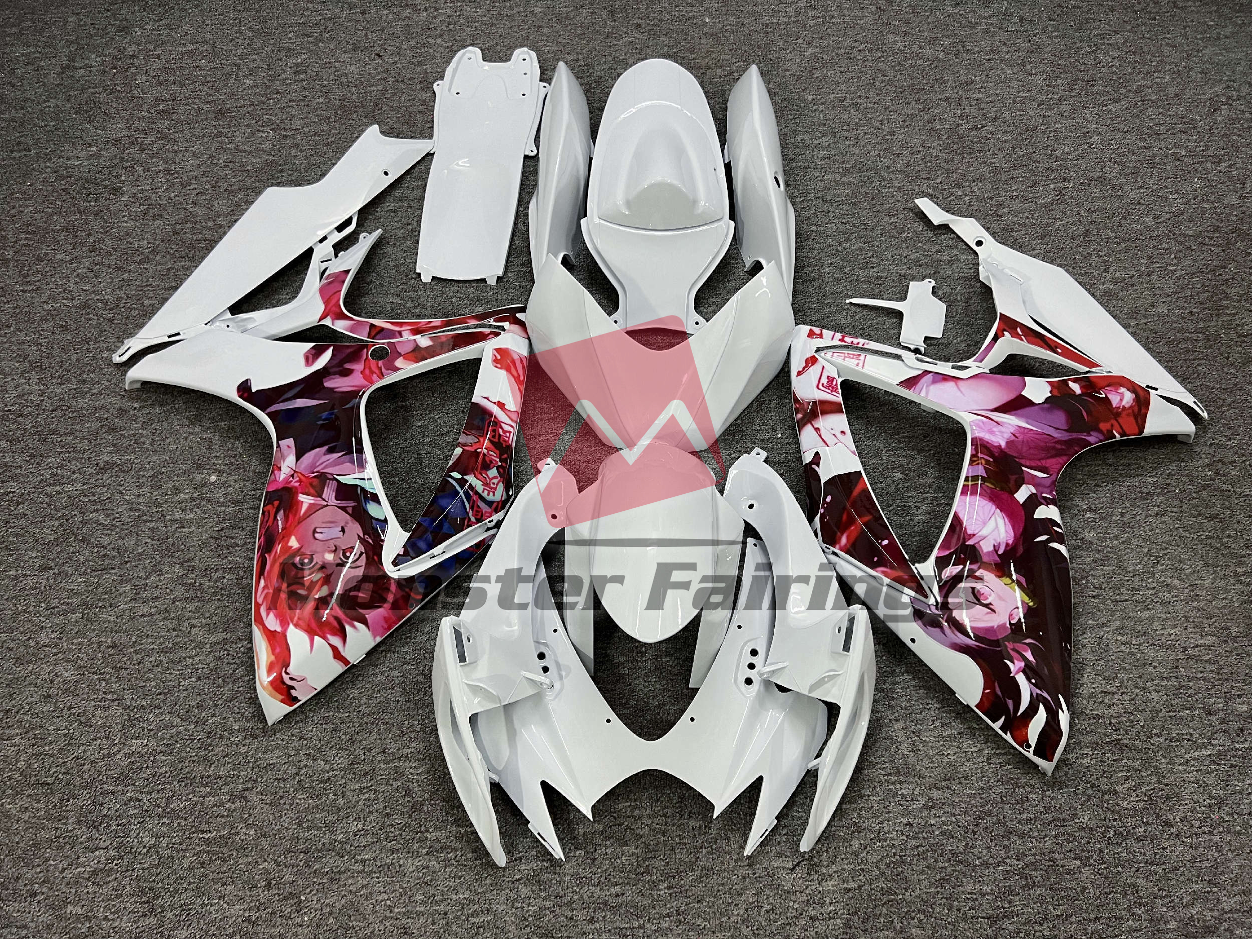 Suzuki GSXR 600-750 2006-2007 Gloss White Anime Design ABS