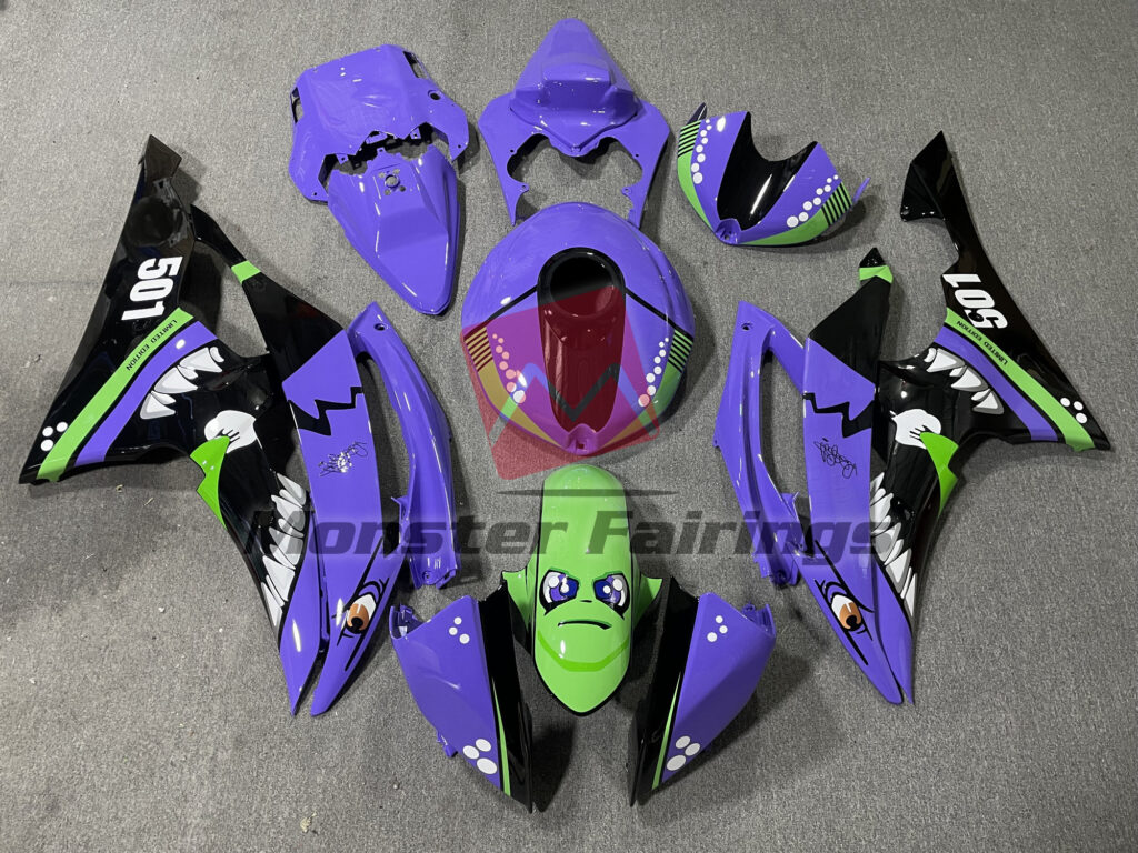 Yamaha R6 2008 - 2016 Purple Green Shark Race ABS fairings - custom motorcycle bodywork kit by Monster Fairings