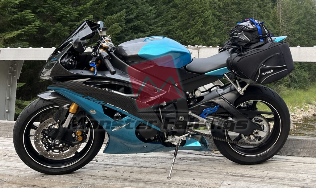 Carbon Fiber Style Light Blue Lowers ABS fairings for Yamaha R6 2008 - 2016 - premium OEM fit kit by Monster Fairings