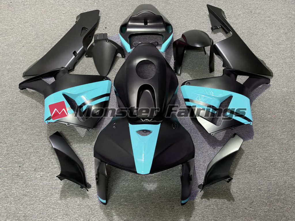 Honda CBR600RR 2005 - 2006 Matte Black Light Blue Track ABS fairings - custom motorcycle bodywork kit by Monster Fairings
